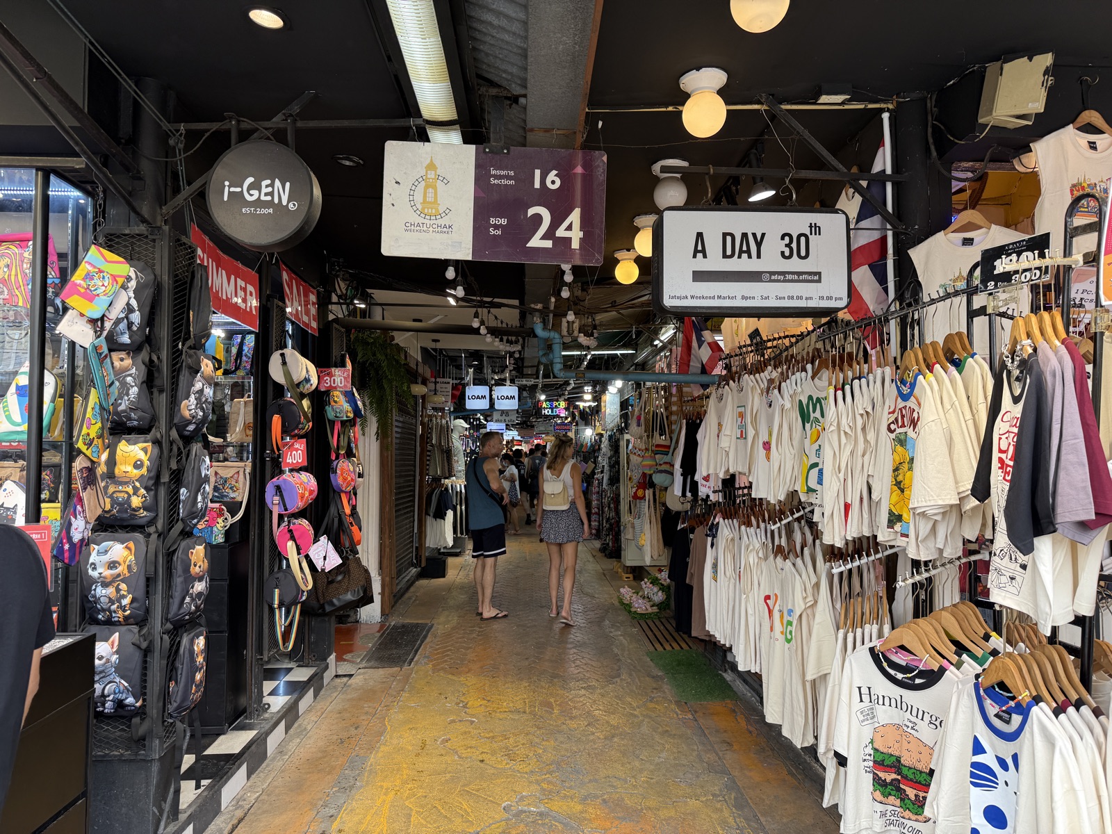 チャトチャック内の小さな路地と店舗
