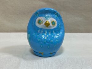 Blue owl Daruma art piece by Kotori/KTR