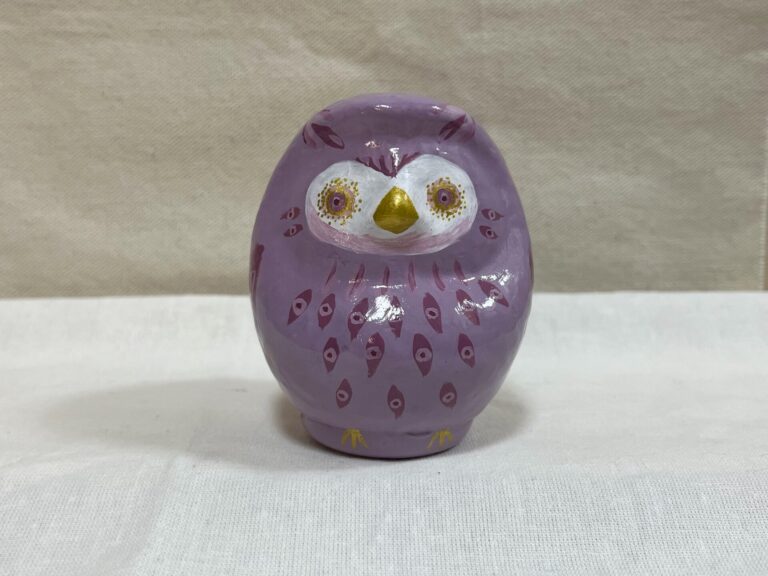 Purple owl Daruma art piece by Kotori/KTR