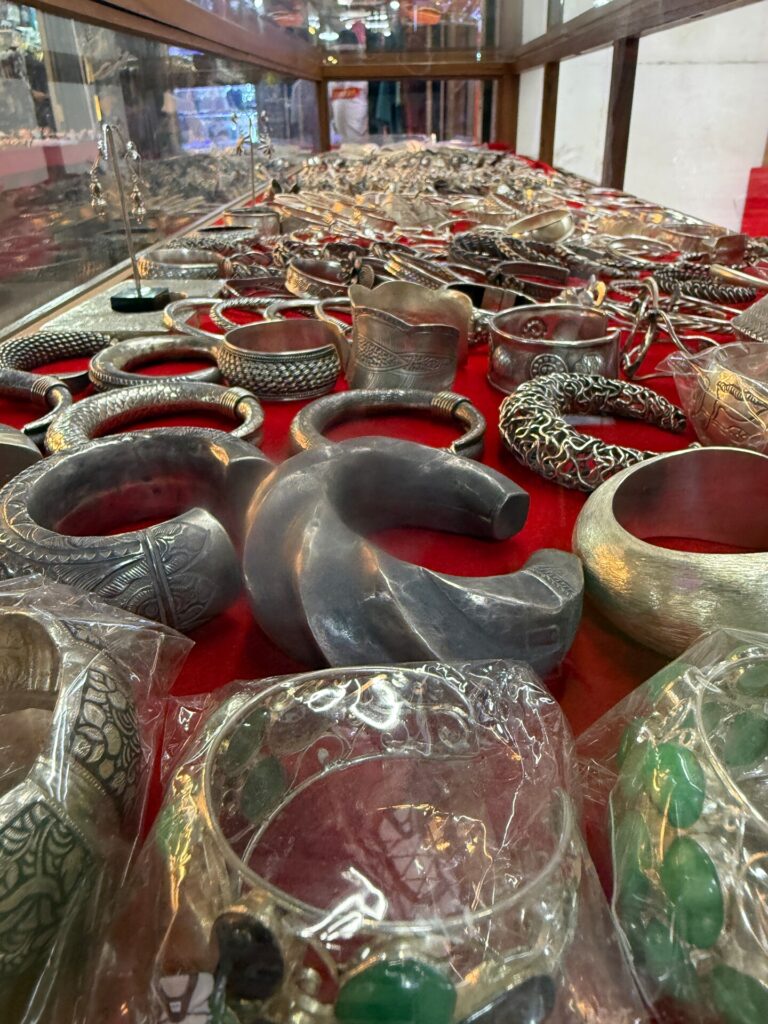 Karen silver cuffs and bangles displayed at Orange Karen Silver