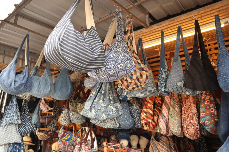 Colourful bags displayed at U-DOM-SUK in Chatuchak
